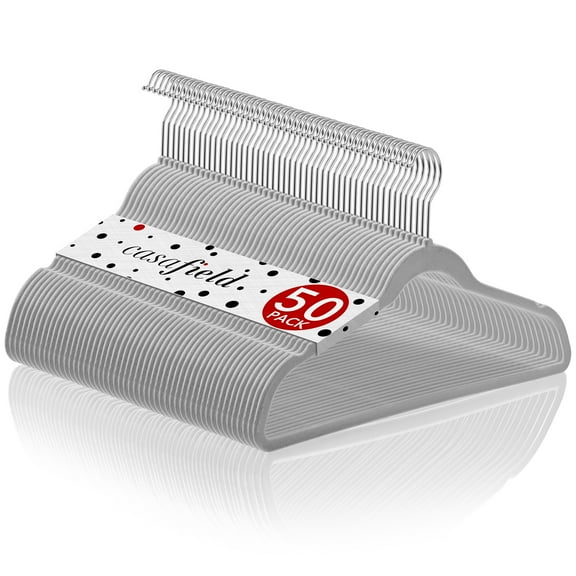 Casafield 50 Velvet Suit Hangers, Gray - Space Saving, Non-Slip & Swivel Hook