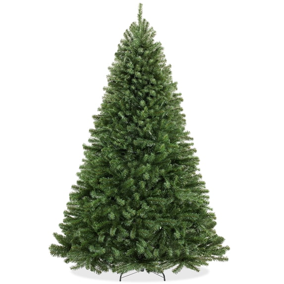 9FT Realistic Green Spruce Unlit Artificial Holiday Christmas Tree with Sturdy Metal Stand