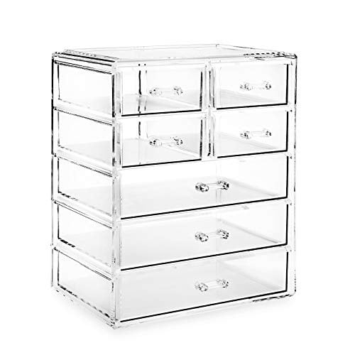 amme Menagerry udvikling Casafield Acrylic Cosmetic Makeup Organizer & Jewelry Storage Display Case,  3 Large, 4 Small Drawer Set, Clear - Walmart.com