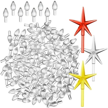 Casafield Ceramic Christmas Tree Replacement Lights - 108 Clear Bulbs and 3 Star Toppers