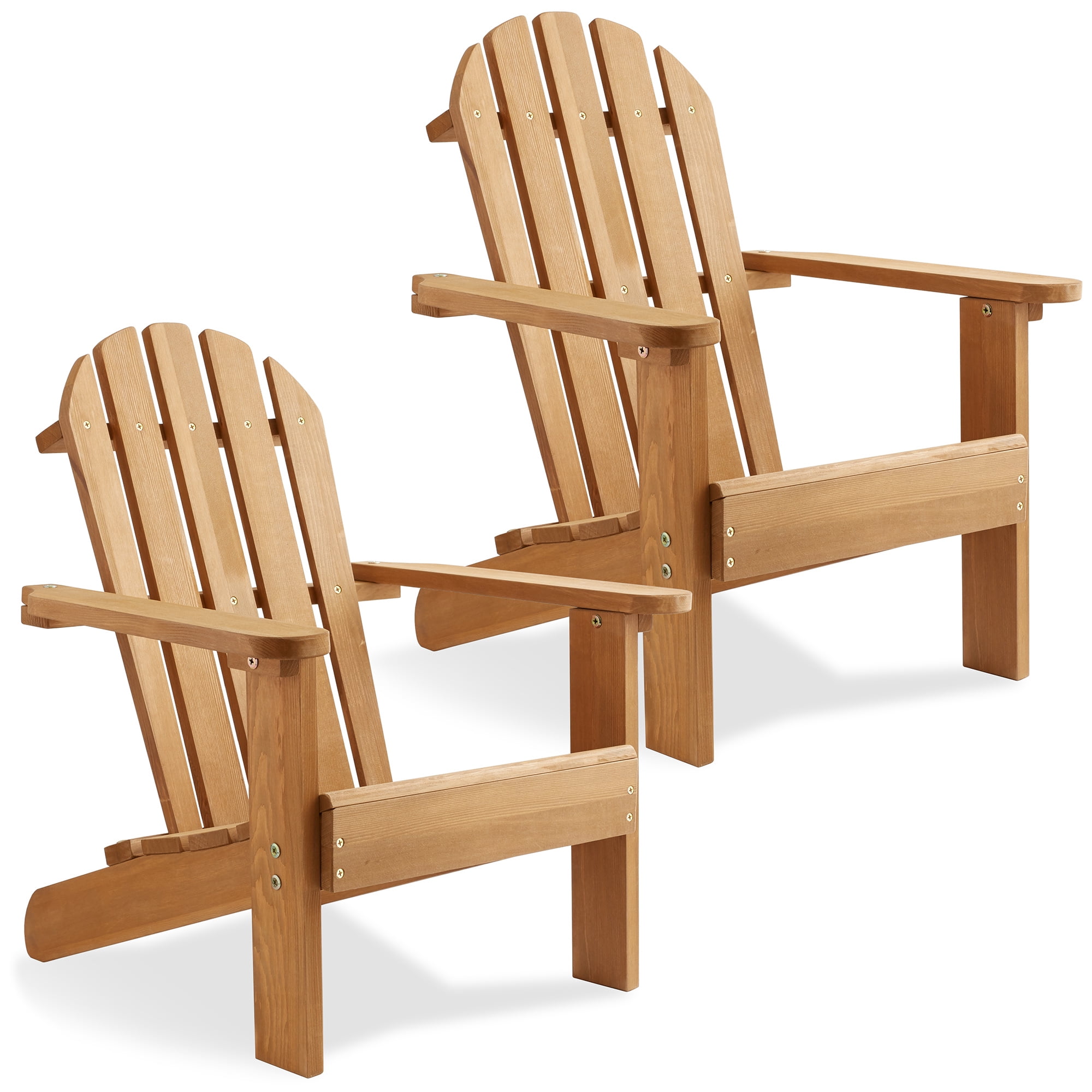 Casafield Children's Adirondack Chairs, Set of 2 Wood Outdoor Kid's Chairs Partially Pre-Assembled - Natural