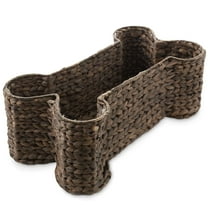 Casafield Dog Bone Shaped Storage Basket - Espresso, Large Water Hyacinth Pet Toy Bin Organizer