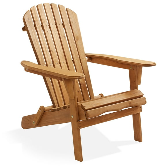 Casafield Folding Adirondack Chair, Cedar Wood Outdoor Fire Pit Lounge Chairs for Patio, Deck, Lawn and Garden Seating, Partially Pre-Assembled - Natural