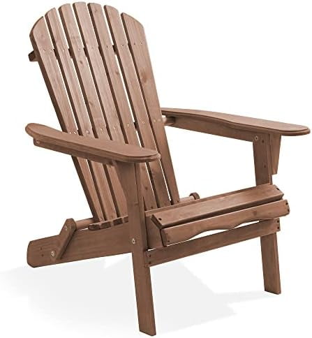 Espresso Cedar Wood Folding Adirondack Chair with Arms