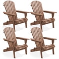 thumbnail image 1 of Casafield Folding Adirondack Chairs, Set of Four Cedar Wood Outdoor Fire Pit Lounge Chairs for Patio, Deck, Lawn and Garden Seating, Partially Pre-Assembled - Espresso, 1 of 8