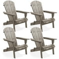 thumbnail image 1 of Casafield Folding Adirondack Chairs, Set of Four Cedar Wood Outdoor Fire Pit Lounge Chairs for Patio, Deck, Lawn and Garden Seating, Partially Pre-Assembled - Gray, 1 of 8