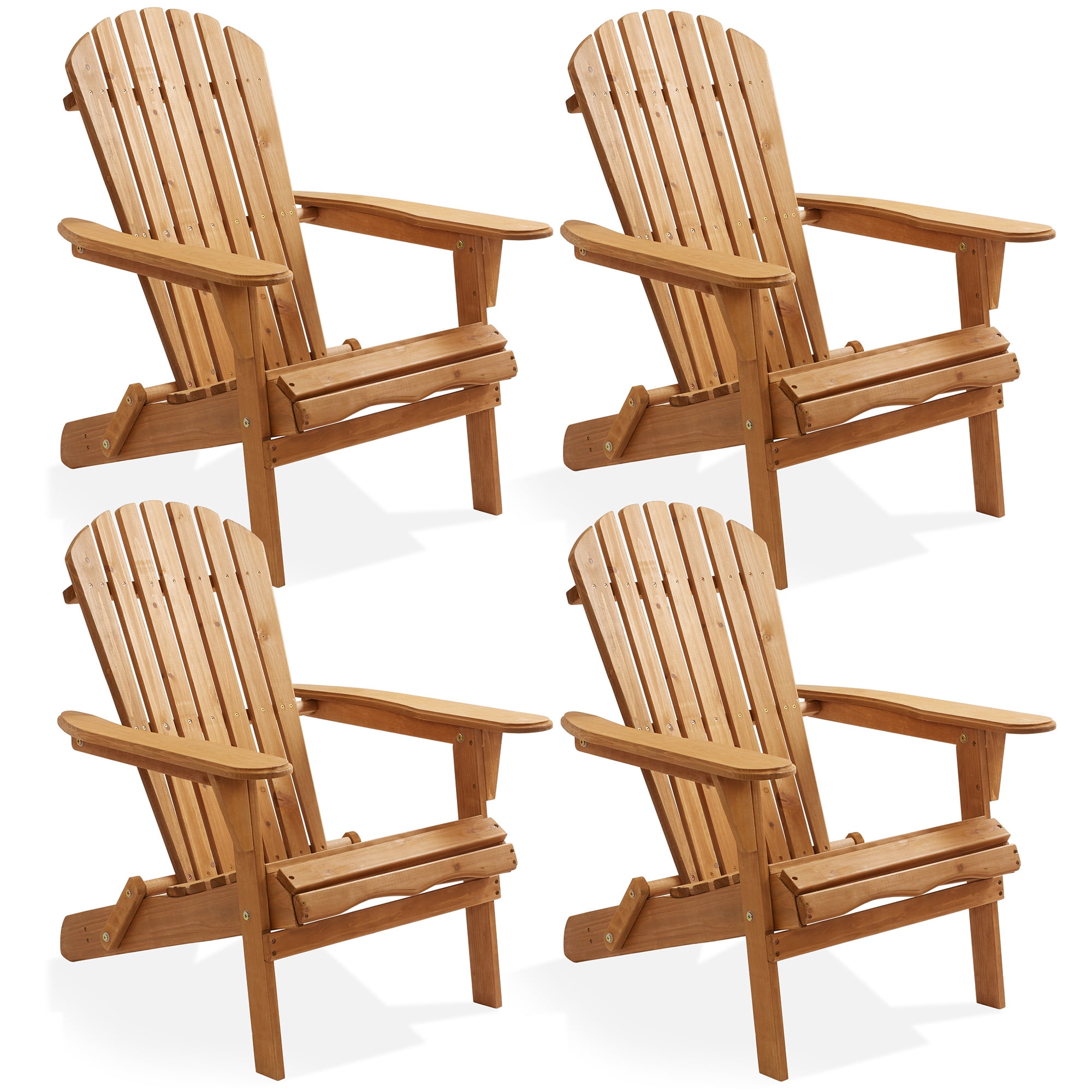 Casafield Folding Adirondack Chairs, Set of Four Cedar Wood Outdoor