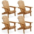 thumbnail image 1 of Casafield Folding Adirondack Chairs, Set of Four Cedar Wood Outdoor Fire Pit Lounge Chairs for Patio, Deck, Lawn and Garden Seating, Partially Pre-Assembled - Natural, 1 of 8