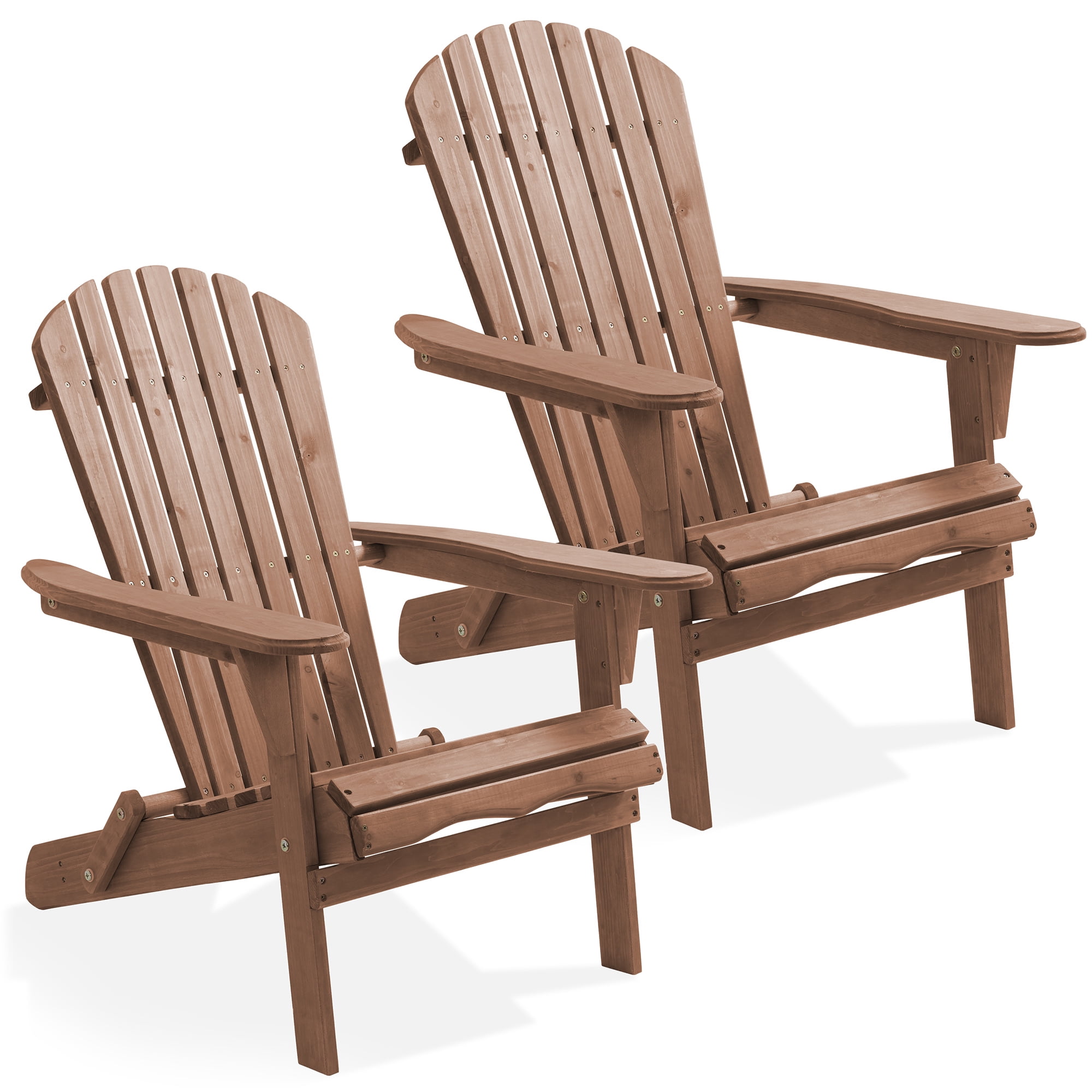 Espresso Cedar Wood Folding Adirondack Chairs, Set of 2