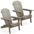 thumbnail image 1 of Casafield Folding Adirondack Chairs, Set of Two Cedar Wood Outdoor Fire Pit Lounge Chairs for Patio, Deck, Lawn and Garden Seating, Partially Pre-Assembled - Gray, 1 of 8