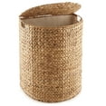 thumbnail image 1 of Casafield Half Moon Laundry Hamper with Lid and Removable Liner Bag - Natural, Woven Water Hyacinth Laundry Basket Sorter for Clothes, 1 of 7