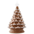 thumbnail image 1 of Casafield Hand Painted Ceramic Christmas Tree, Gingerbread Snow Flocked 15-Inch Pre-Lit Tree with 128 Multi Color Lights, 2 Star Toppers, 1 of 8