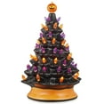 thumbnail image 1 of 15" Hand Painted Ceramic Halloween Tree, Pre-Lit Decoration with 128 Multi-Color Lights, Jack-O-Lantern and Star Toppers, 1 of 7
