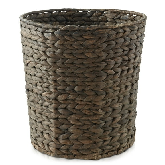Casafield Hyacinth Waste Basket - Espresso, Woven Trash Can for Garbage in the Bathroom, Bedroom, Laundry Room, Home Office