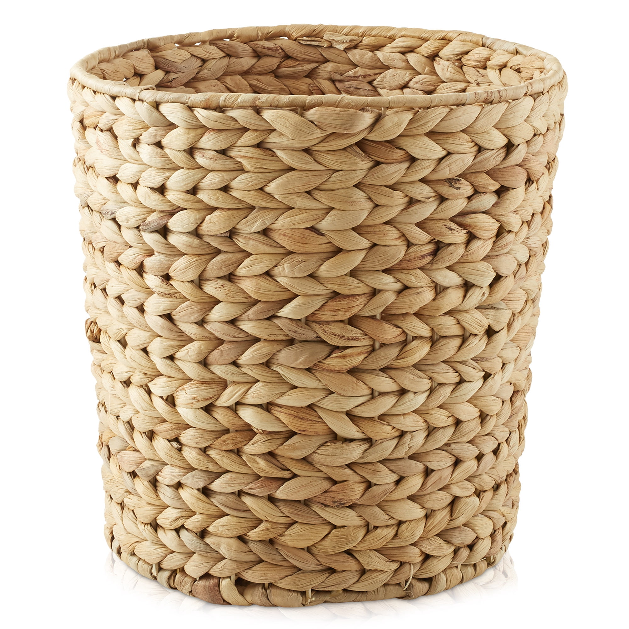 Casafield Hyacinth Waste Basket - Natural, Woven Wicker Trash Can for Garbage in the Bathroom, Bedroom, Laundry Room, Home Office
