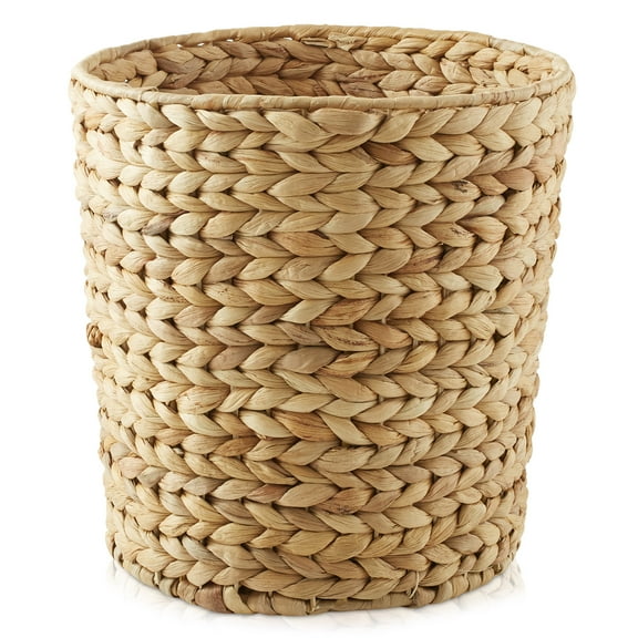 Casafield Hyacinth Waste Basket - Natural, Woven Trash Can for Garbage in the Bathroom, Bedroom, Laundry Room, Home Office