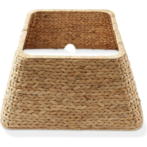 Casafield Inch Christmas Tree Collar,  Woven Tree Square Base Cover with Cord Cut Out, Whitewash