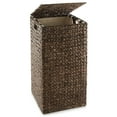 thumbnail image 1 of Casafield Laundry Hamper with Lid and Removable Liner Bag - Espresso Dark Brown, Woven Water Hyacinth Square Laundry Basket for Clothes, 1 of 7