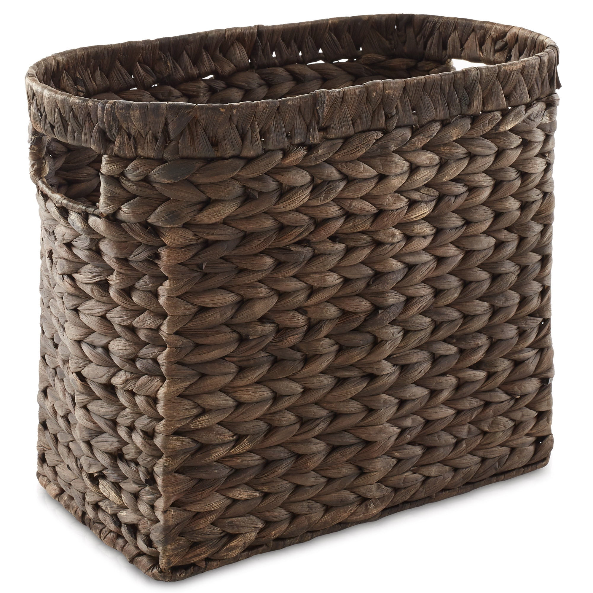 Espresso Oval Seagrass Magazine Holder Basket with Handles