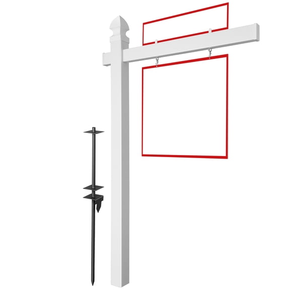 Casafield  PVC Real Estate Sign Post Flat and Gothic Caps 1 Pk 72" x 47"