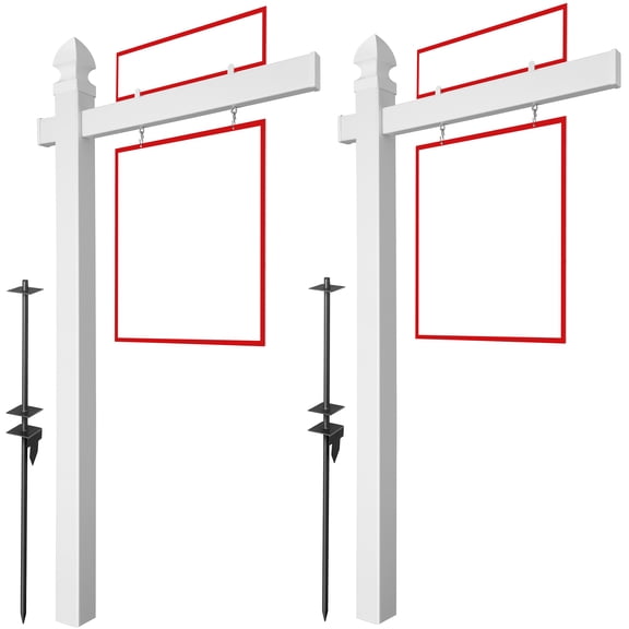 Casafield PVC Real Estate Sign Post Flat and Gothic Caps 2 Pk 72" x 36"