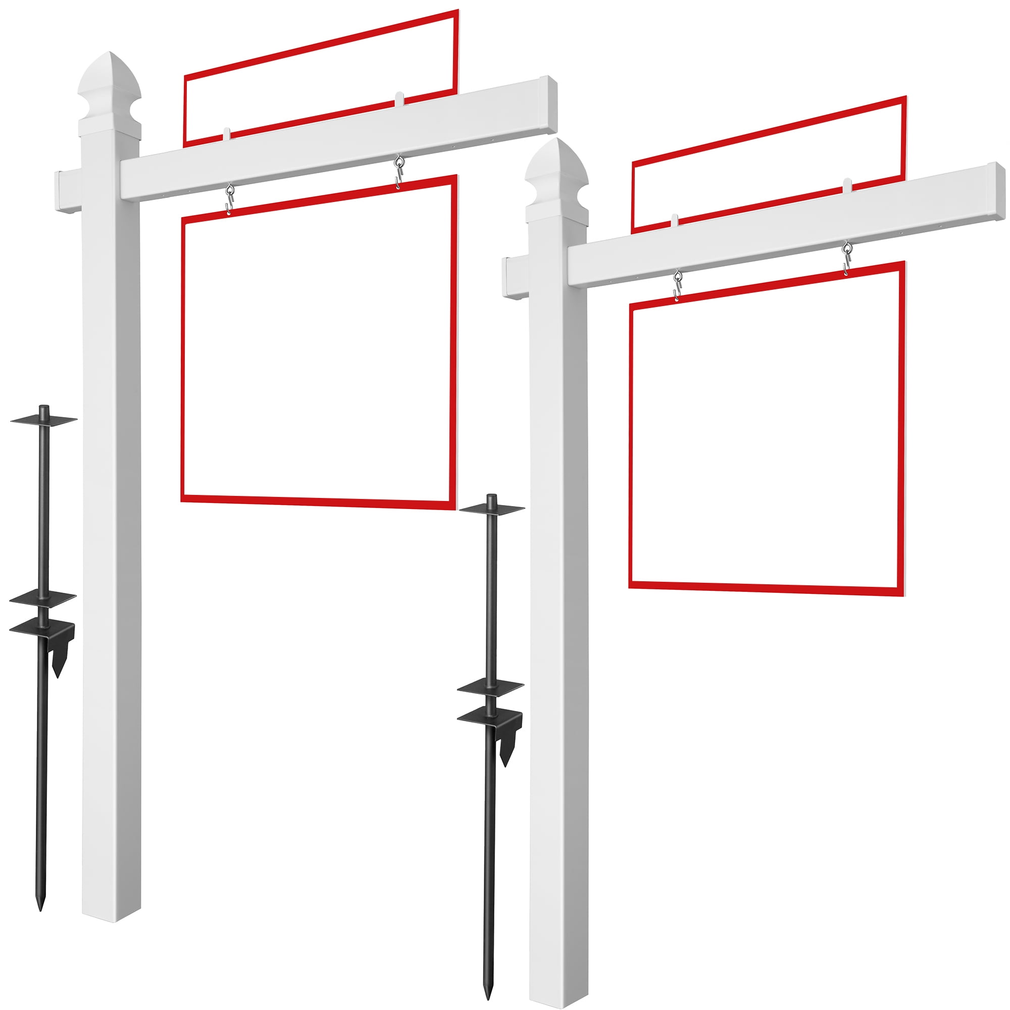 Casafield PVC Real Estate Sign Post Flat and Gothic Caps 2 Pk 72" x 47 ...