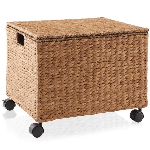 Casafield Rolling Filing Cabinet, Cinnamon - Water Hyacinth Hanging File Folder Organizer, Home Office Storage