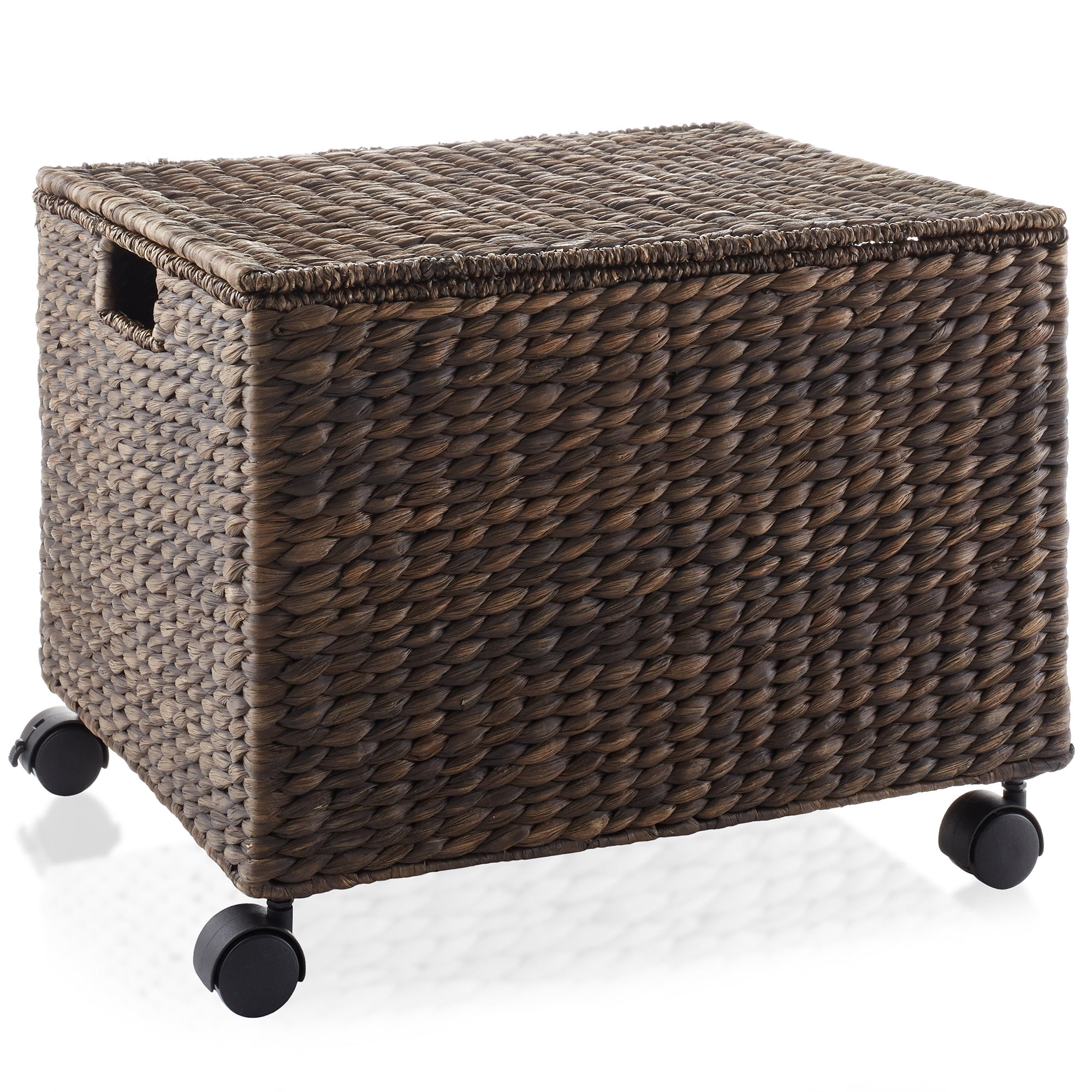 Casafield Rolling Filing Cabinet, Espresso Dark Brown - Water Hyacinth Hanging File Folder Organizer, Home Office Storage