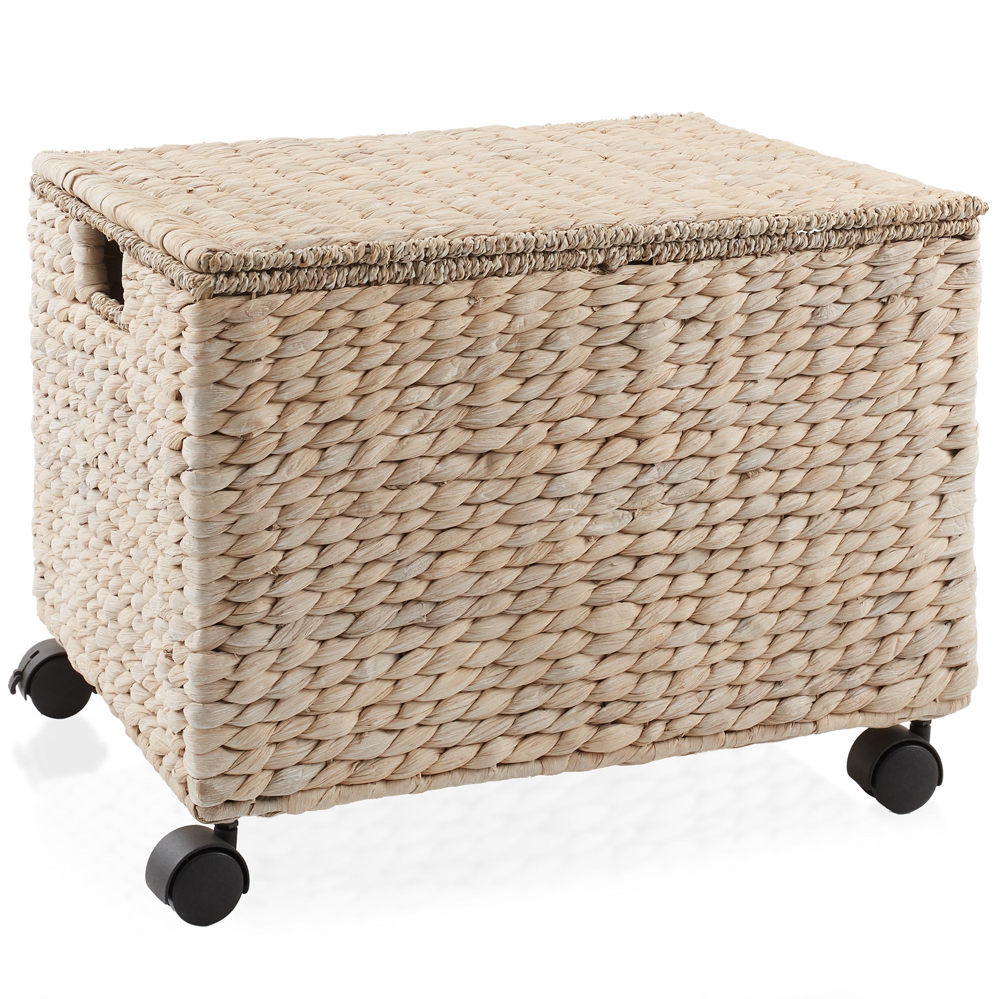 Casafield Rolling Filing Cabinet, Whitewash - Water Hyacinth Hanging File Folder Organizer, Home Office Storage