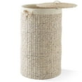 thumbnail image 1 of Casafield Round Laundry Hamper with Lid and Removable Liner Bag - Whitewash, Woven Water Hyacinth Laundry Basket for Clothes, 1 of 7