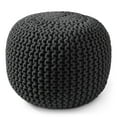 thumbnail image 1 of Casafield Round Pouf Ottoman, Black - 20" Dia x 14.5" High Cotton Knit Foot Stool - Boho Floor Pouffe for Living Room, 1 of 7