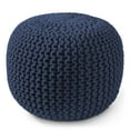 thumbnail image 1 of Casafield Round Pouf Ottoman, Navy Blue - 20" Dia x 14.5" High Cotton Knit Foot Stool - Boho Floor Pouffe for Living Room, 1 of 7