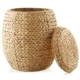 thumbnail image 1 of Casafield Round Storage Basket with Lid, Natural - Handwoven Water Hyacinth Hamper Organizer for Laundry, Blankets, Plants, 1 of 7
