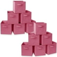 Casafield Set of 12 Fabric Storage Cube Bins, Hot Pink 11