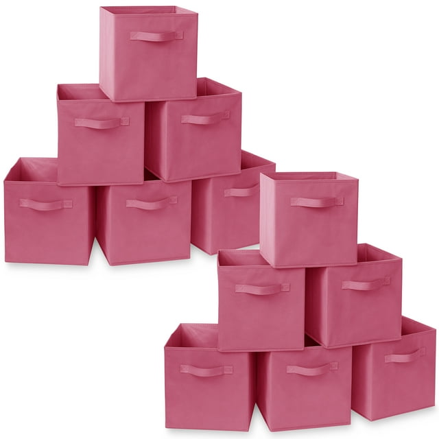 Casafield Set of 12 Fabric Storage Cube Bins, Hot Pink 11