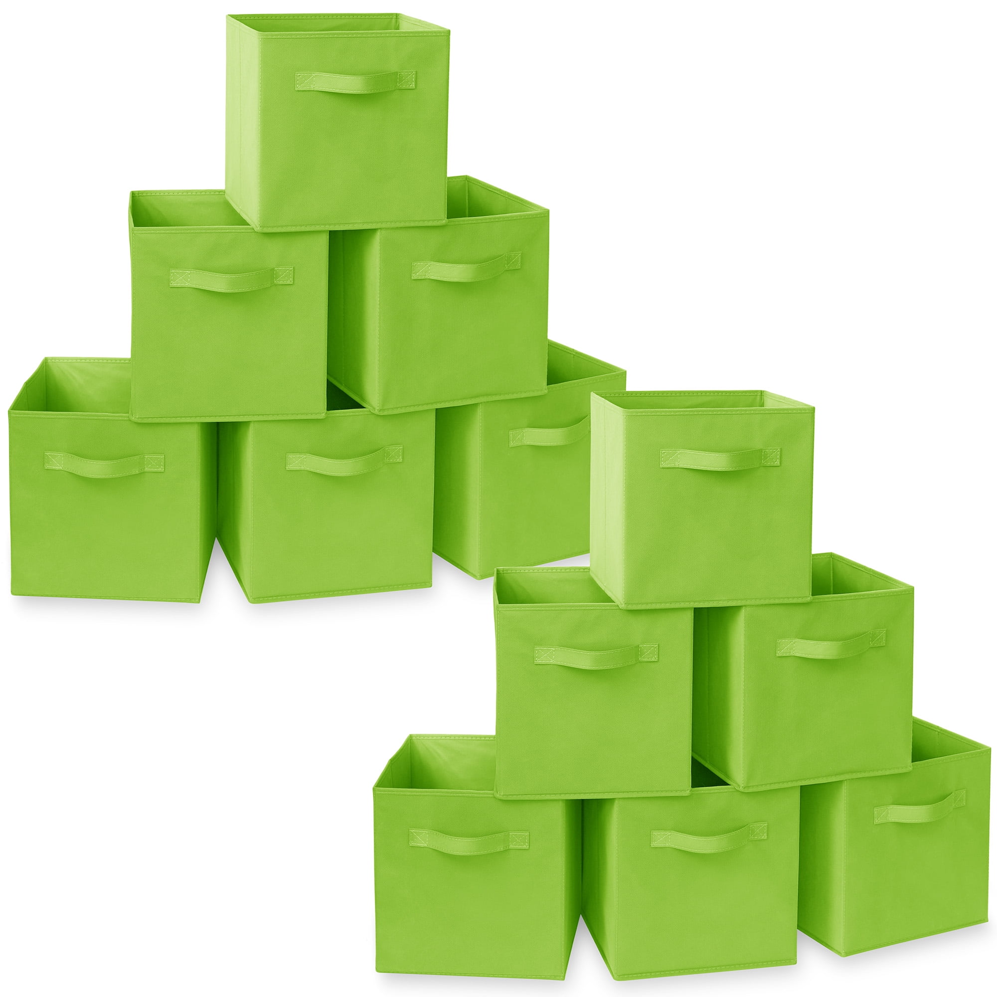Casafield Set of 12 Fabric Storage Cube Bins, Lime Green 11