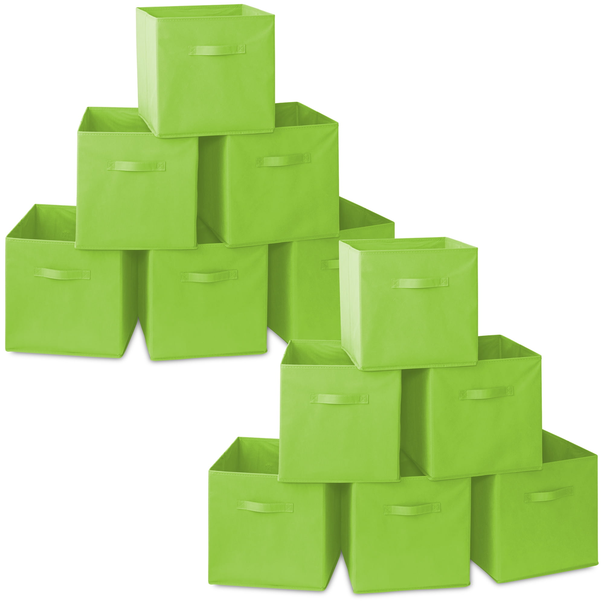 Casafield Set of 12 Fabric Storage Cube Bins, Lime Green 13