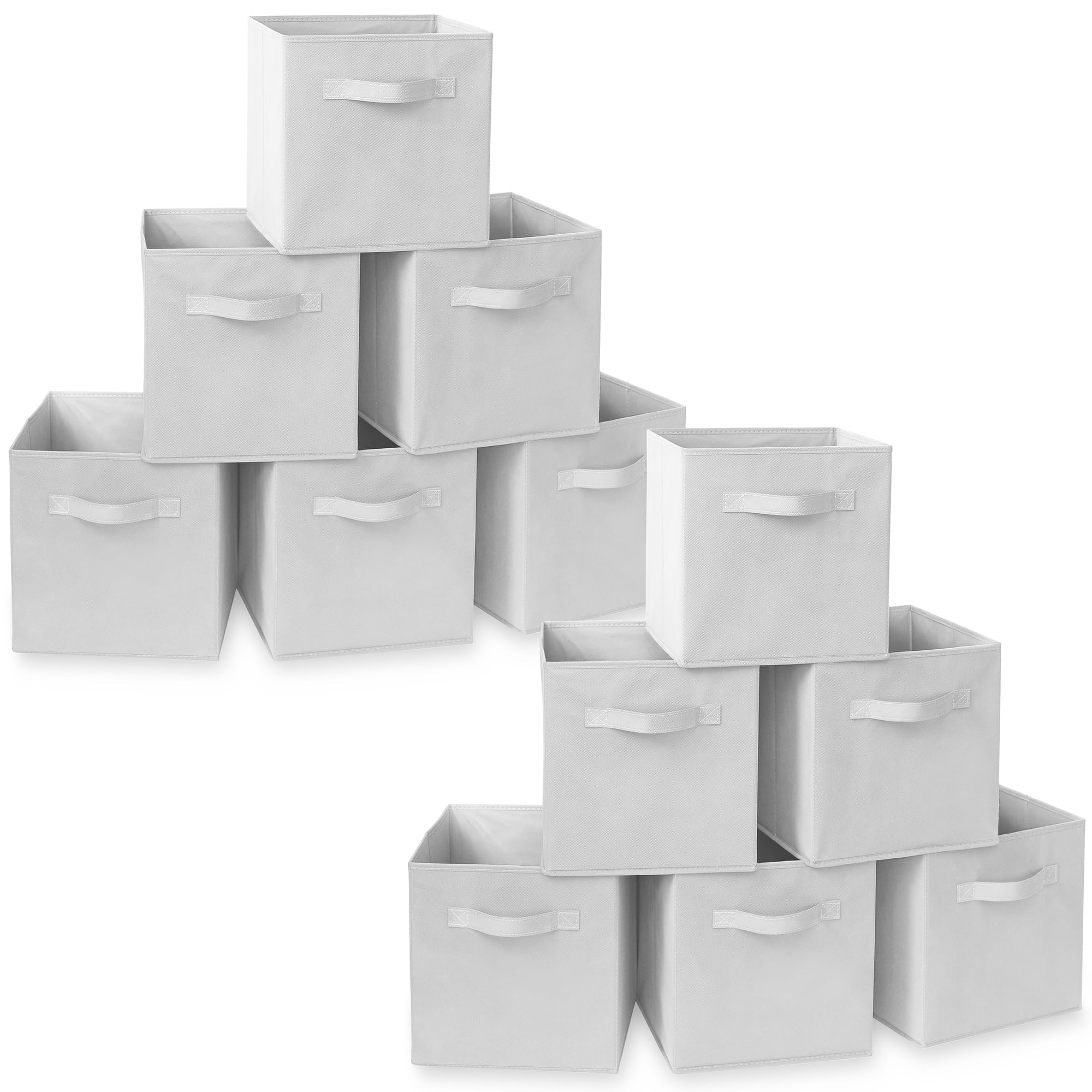 Casafield Set of 12 Fabric Storage Cube Bins, White 11" Collapsible