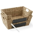 thumbnail image 1 of Casafield (Set of 2) Seagrass Pantry Baskets with Handles and Chalkboard Labels, Wide Woven Storage Baskets for Kitchen Shelves, 1 of 7