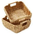 thumbnail image 1 of Casafield (Set of 2) Water Hyacinth Oval Storage Baskets with Wooden Handles - Small Woven Bin Organizers, 1 of 7