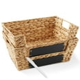 thumbnail image 1 of Casafield (Set of 2) Water Hyacinth Pantry Baskets with Handles and Chalkboard Labels - Natural, Wide Woven Storage Baskets for Kitchen Shelves, 1 of 7