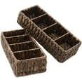 thumbnail image 1 of Casafield Set of 2 Water Hyacinth Storage Baskets with 4 Sections, Espresso - Woven Bin Organizers for Bathroom, Laundry, Pantry, Office, Shelves, 1 of 7