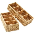 thumbnail image 1 of Casafield Set of 2 Water Hyacinth Storage Baskets with 4 Sections, Natural - Woven Bin Organizers for Bathroom, Laundry, Pantry, Office, Shelves, 1 of 7