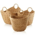 thumbnail image 1 of Casafield Set of 3 Boat Baskets with Handles - Natural, Woven Water Hyacinth Storage Organizers for Blankets, Laundry, Bathroom, Bedroom, Living Room, 1 of 7