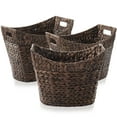 thumbnail image 1 of Casafield Set of 3 Oval Baskets with Handles - Espresso, Water Hyacinth Woven Storage Totes for Blankets, Laundry, Bathroom, Bedroom, Living Room, 1 of 7