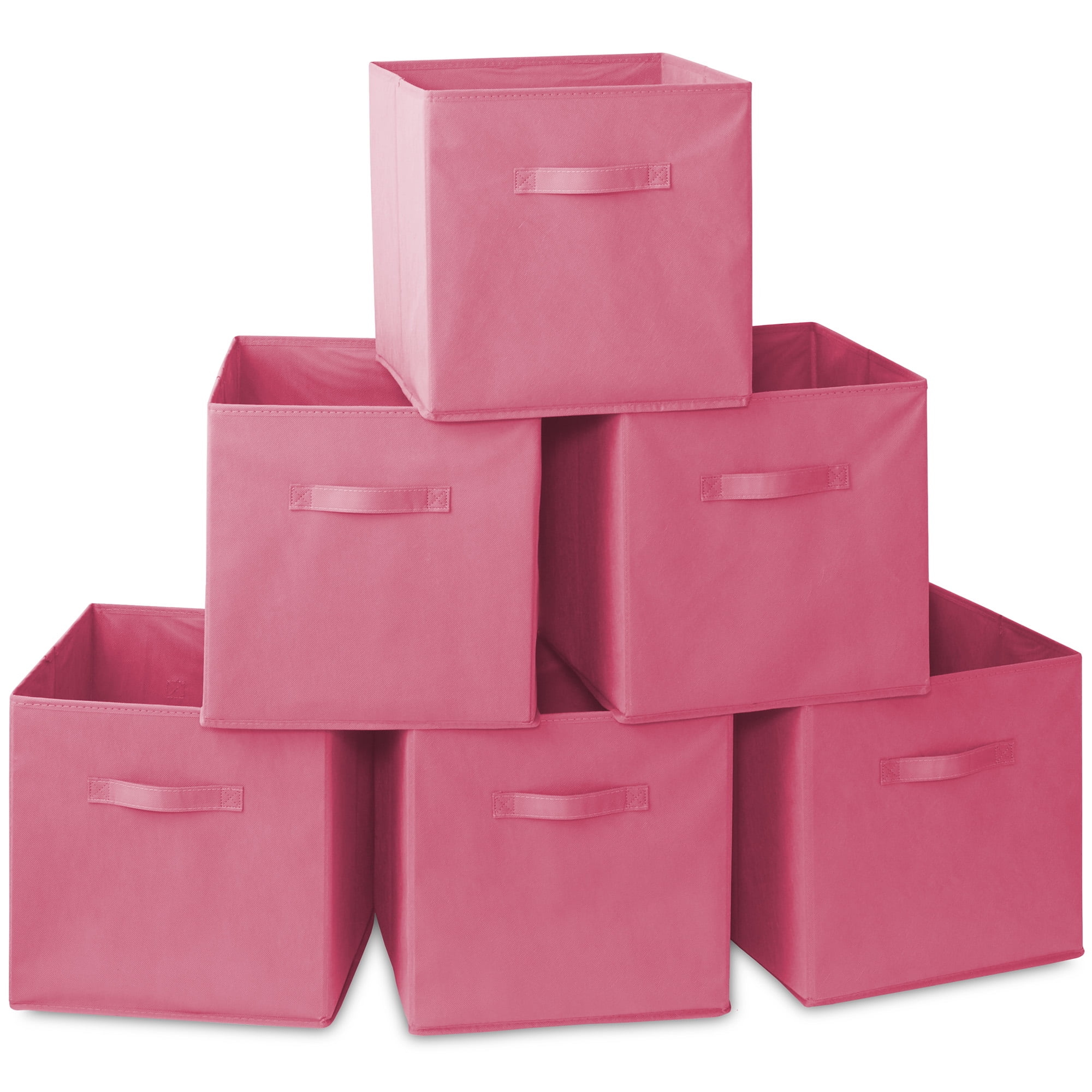 "Casafield 6 Fabric Storage Cube Bins, Hot Pink 13"" Collapsible