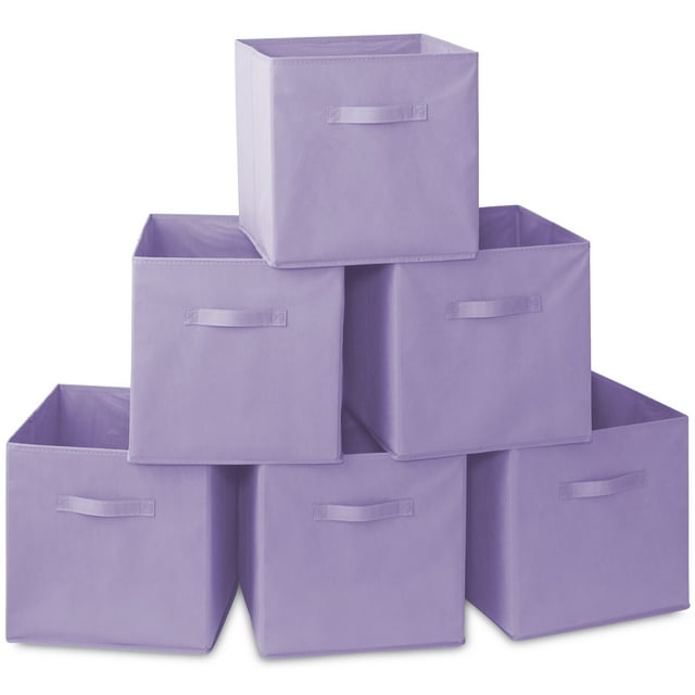 "Casafield 6 Fabric Storage Cube Bins, 13"" Collapsible Boxes, Lavender