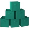 Casafield 6 Teal Green Fabric Storage Cube Bins 13" Sturdy Shelf Organizer Boxes & Containers