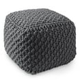 thumbnail image 1 of Casafield Square Pouf Ottoman, Dark Gray - 18.5" W x 18.5" D x 14.5" H Cotton Knit Foot Stool - Boho Floor Pouffe for Living Room, 1 of 7