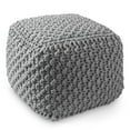 thumbnail image 1 of Casafield Square Pouf Ottoman, Light Gray - 18.5" W x 18.5" D x 14.5" H Cotton Knit Foot Stool - Boho Floor Pouffe for Living Room, 1 of 7